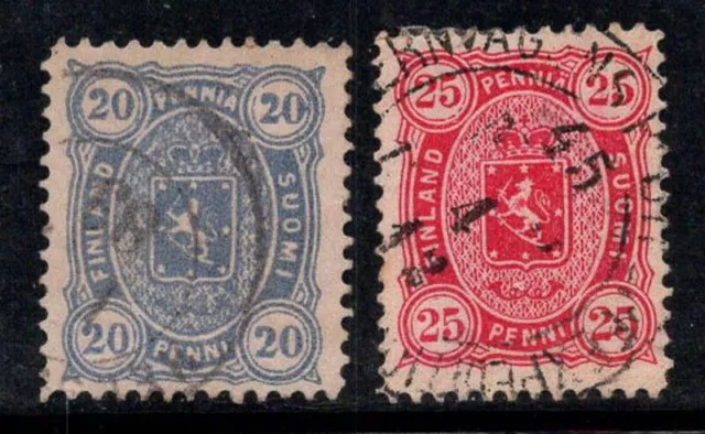 Finlandia 1875 Mi. 16 B-17 B Usato 100% Stemma, 20, 25 P