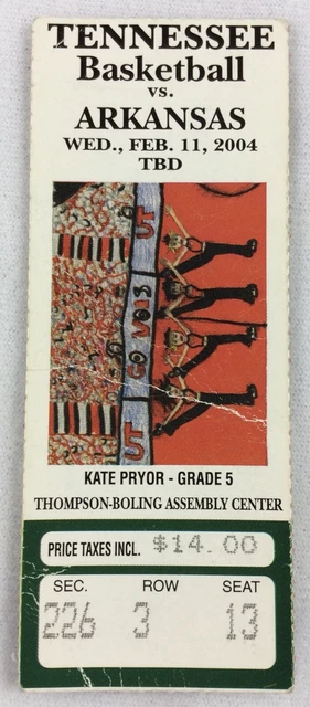 2004 02/11 Arkansas at Tennessee Basketball Ticket-Ronnie Brewer