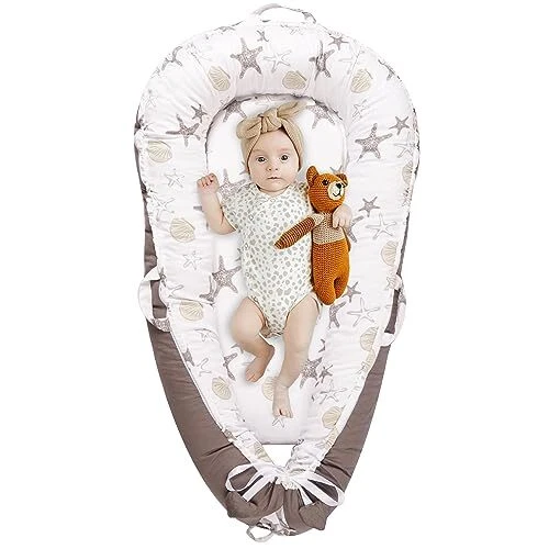 Baby Lounger Cover, Soft Breathable lounger Cover Fits 0-24 Grey Starfish