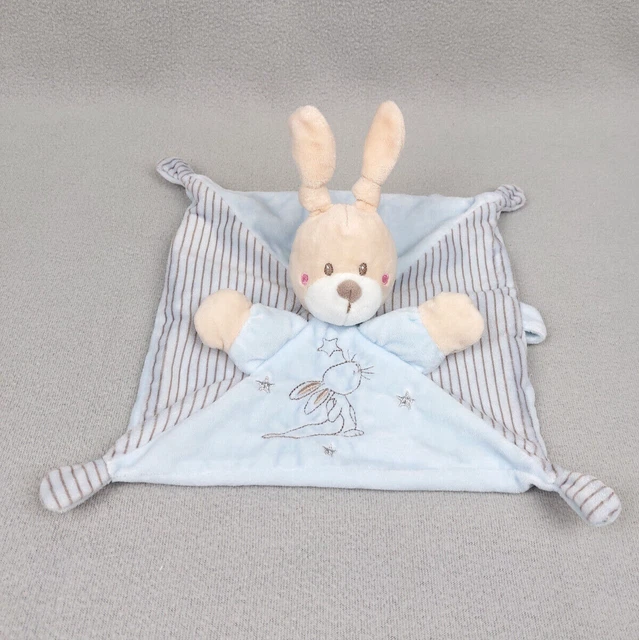 Doudou Plat Lapin Bleu Etoile Argent SIMBA TOYS KIABI attache tétine