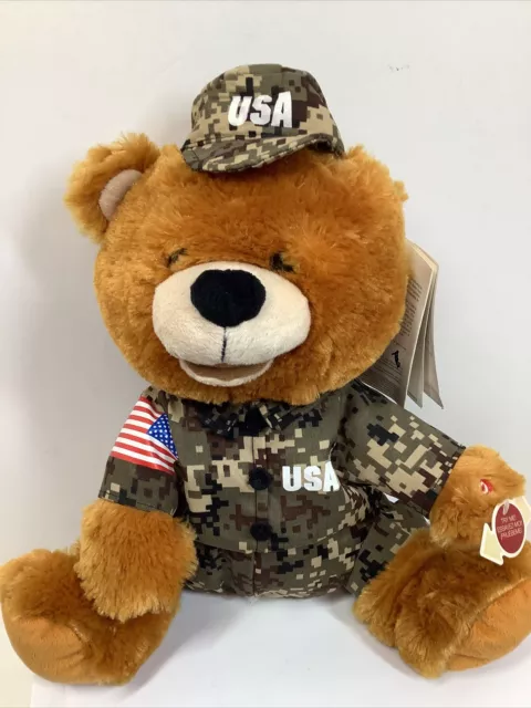 CHRISTMAS CAMO SINGING Teddy Bear Musical Military Bear SEE VIDEO NEW ...