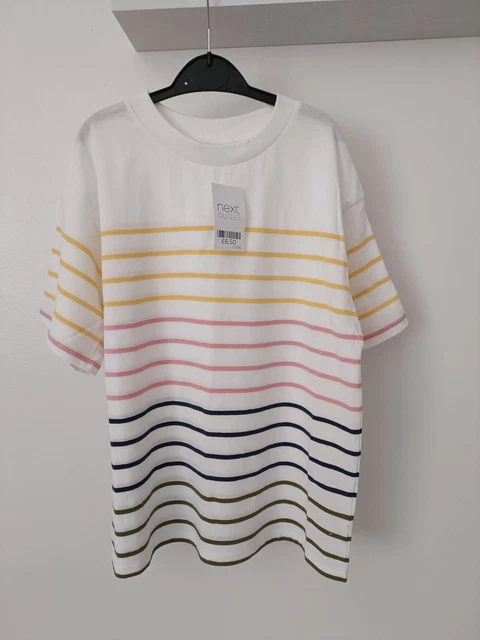 Maglietta A Righe Oversize Per Ragazze Next Outlet Nuovissima Taglia Età 6 Anni Nuova Con Etichette!