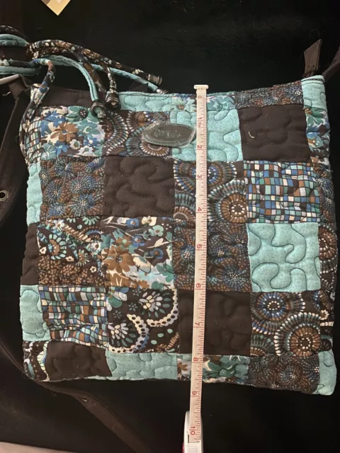 Donna Sharp Quilted Adjustable Crossbody handbag Brown and Teal Turquoise NWT