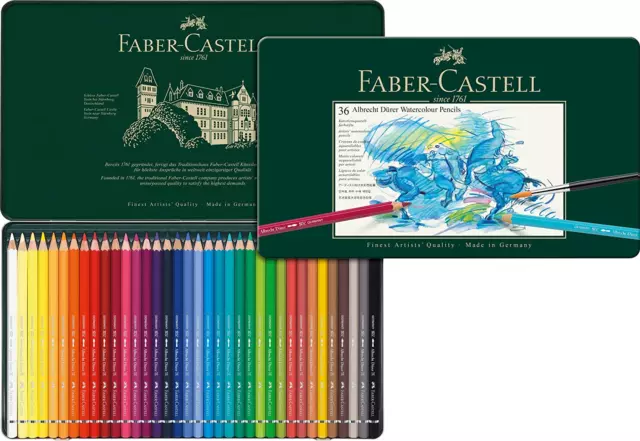 Lápices de acuarela Faber-Castell 117536 Albrecht Dura, 36 colores, lata