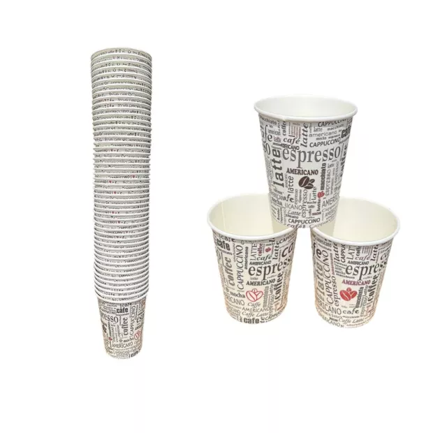 200 X 8 Oz Paper Cups  Disposable Coffee Cups For Hot and cold Drinks Party Cups