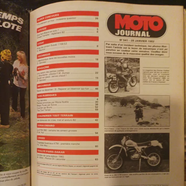 MOTO JOURNAL 541 SUZUKI GSX 1100 EZ KTM 390 GS paris DAKAR 1982 terrot 350 rcp 2