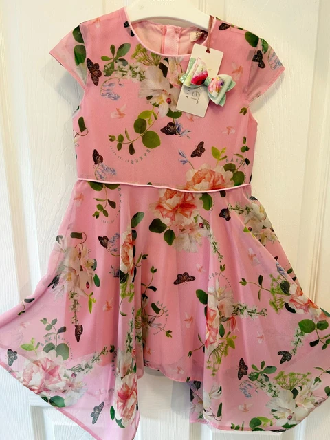 Abito Ted Baker 4-5 anni estate floreale nuovo con etichette vacanze estive nuovo con etichette vacanze galleggianti