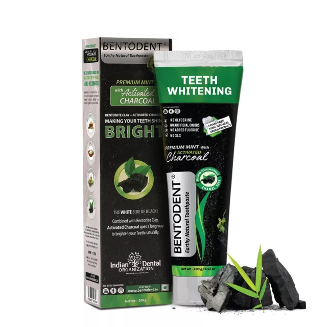 Bentodent Teeth Whitening Toothpaste - Calcium Bentonite Clay and Charcoal