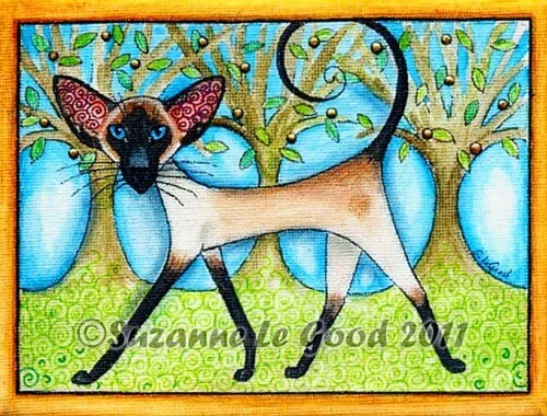 Siamese Cat art painting print Limited Edition from original by Suzanne Le Good