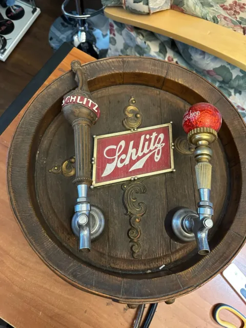 Vintage Schlitz Double Beer Tab Bar Decor Hanging big 17 inch radius Brew