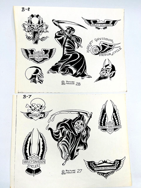 De colección Tattoo Shop Flash #20 1975 máquina de fotos Harley Davidson Reaper Devil ala