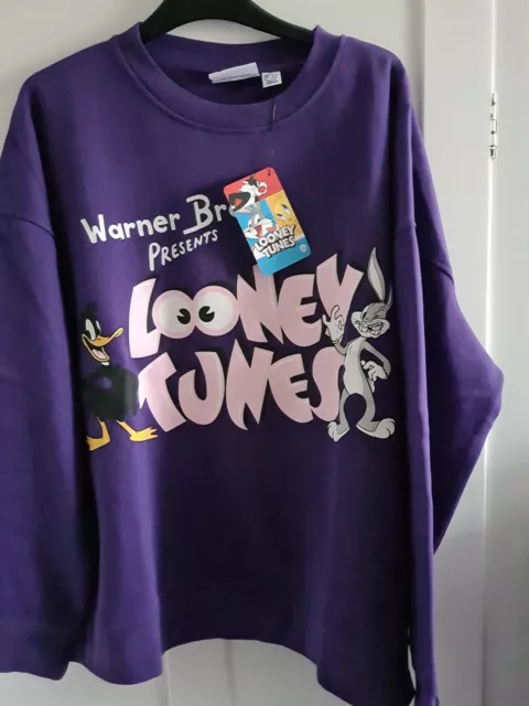 Ladies Looney Tunes Daffy Duck Women's Warner Bro Bugs Bunny Sweatshirt XL 18-20