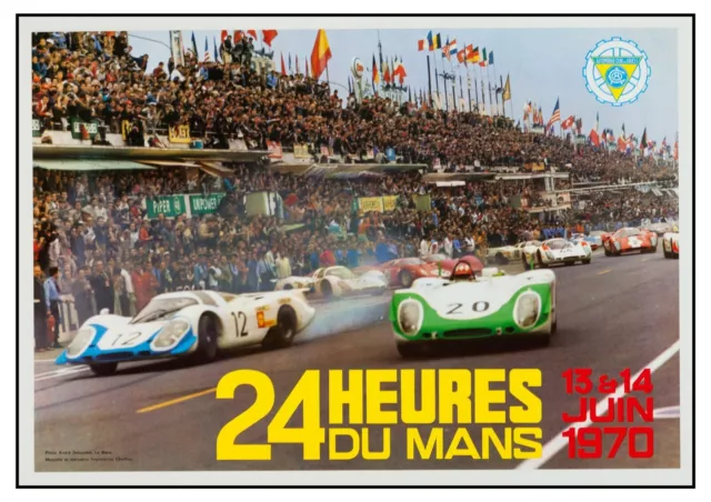 Vintage Le Mans 24 Hour Race Event Reproduction Poster Print 1970 Porsche