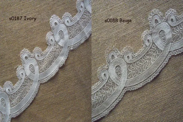 3.5'' Wide Lovely Rayon Venise Lace Ivory, Beige zhs2