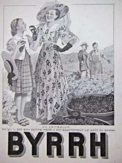 Publicité De Presse 1935 Byrrh Un Criterium Oh ! Qu'il Est Bon Petite Mère Vigne