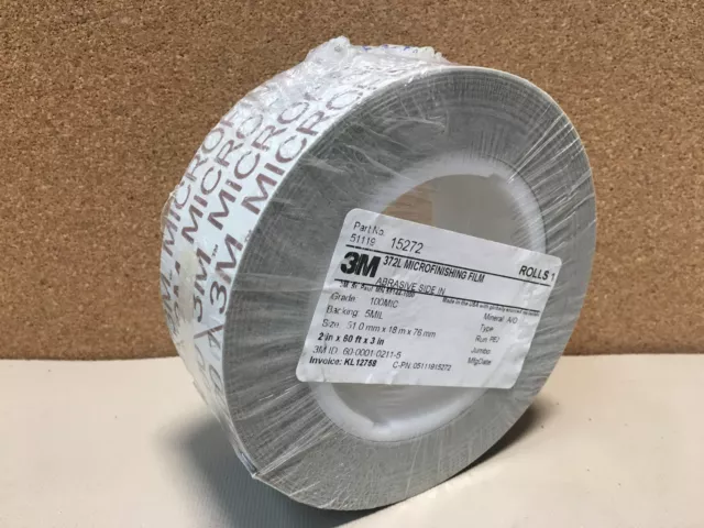 3M 372L Microfinishing Film 100 Mic 5 Mil 2" x 60' x 3" Roll