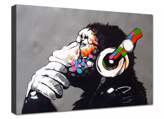 Quadri moderni Banksy scimmia DJ gorilla stampa su tela canvas bansky