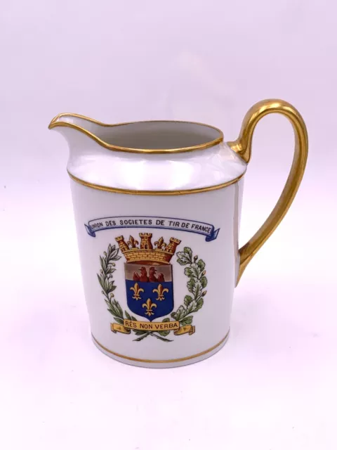 Union des Sociétés Tir de France Pot à lait porcelaine Limoges Balleroy c. 1935