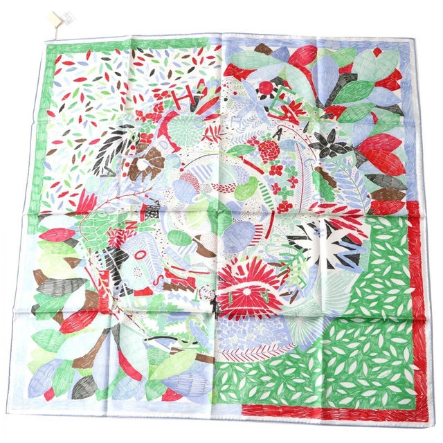 Hermes CARRES 90 Chacun Fait Son Nid Each Nest Building Silk Twill Scarf 100