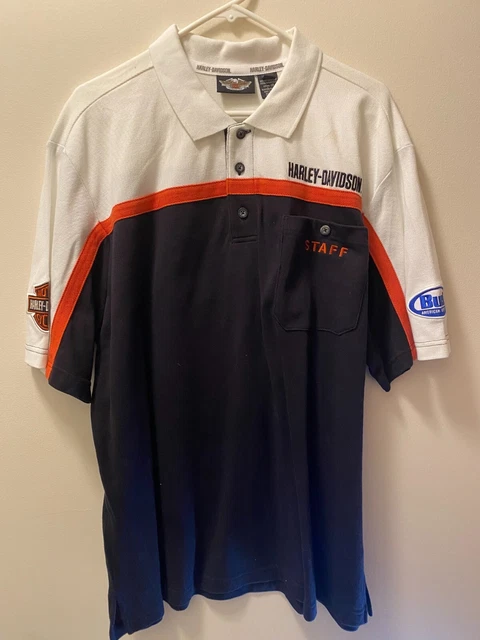 Harley Davidson Motorcycle Staff Men's Black And White Polo Shirt XL New 