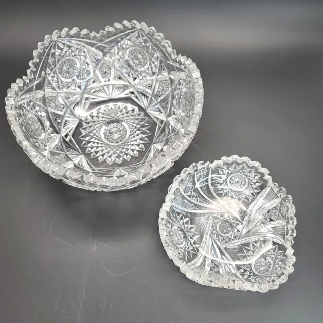 American Brilliant Glass Bowls Leaded Crystal Scalloped Gorgeous Pattern JY2