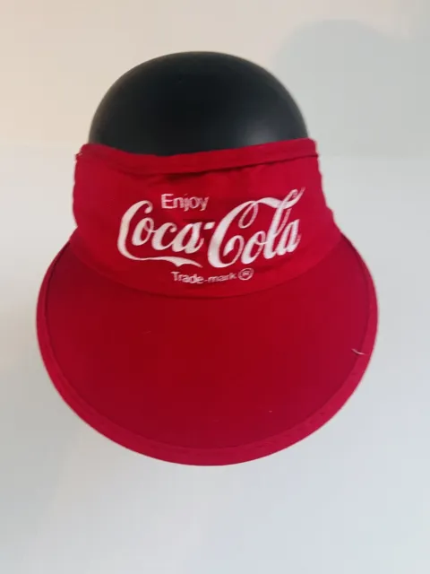 Vintage Coca Cola Coke Sun Visor Cap Hat Red White Adjustable GUC