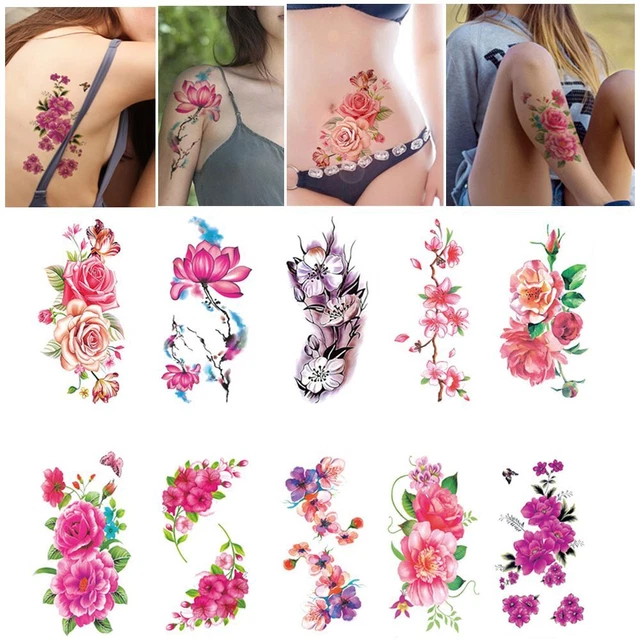 Herramienta de maquillaje moda belleza temporal 3D flor corporal arte tatuajes pegatinas