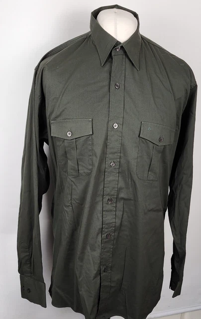 Camicia Jeff Banks STVDIO Uomo Grande Verde Elastica Manica Lunga Miscela Cotone