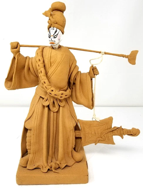 Chinese Opera Mask Weapons Figurine Tay Guan Heng Bark Metal Imperfect 1984