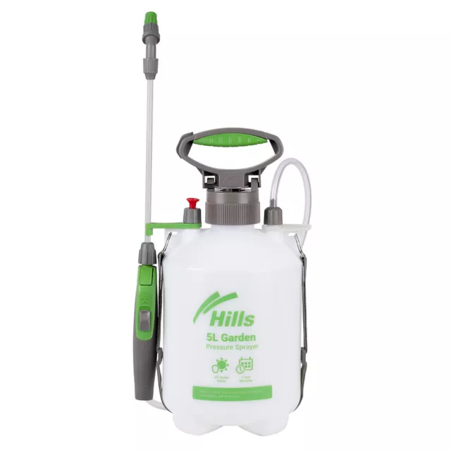 Hills Garden Pump Pressure Spray Bottle Set 5L With Ergonomic Handle/Carry Strap