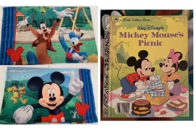 Funda de almohada Disney Mickey Mouse Goofy Pluto Pato Donald patio de recreo y libro de Disney 