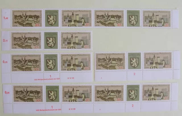 DDR 1976 7 Zusammendrucke Mi 2153/2154 Briefmarkenausstellung Gera postfrisch DV