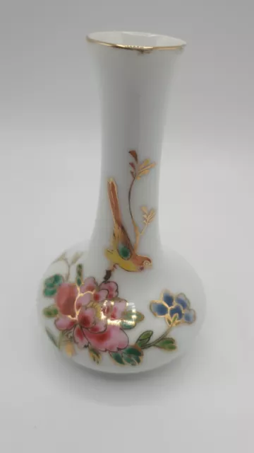 Vase en porcelaine à fleurs d'oiseau chinois Zhongguo Zhi Zao - Marqué en Chine 2