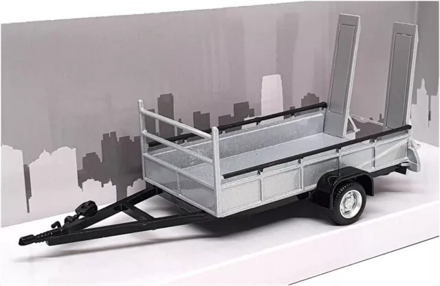 Cararama 1/43 Scale 4-92310 - Single Axle Car Trailer - Silver