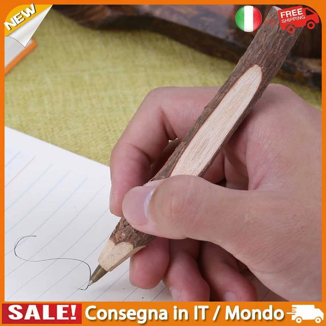IT 5pcs Vintage Wooden Environmental Ballpoint Pen Pencil School Office Supply