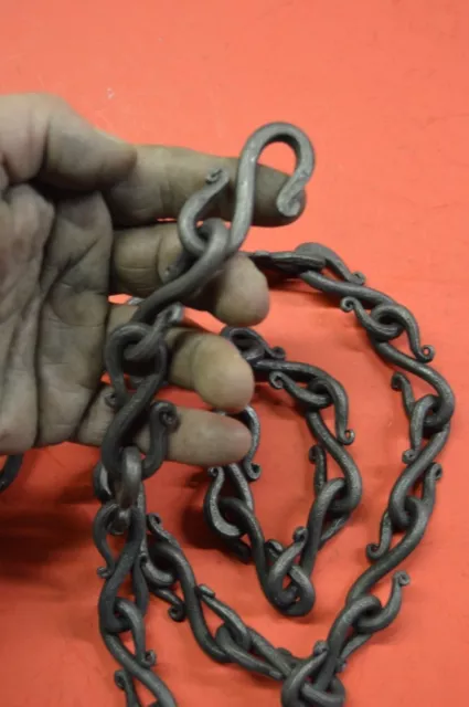 S-Hook Chain, Wrought Iron, 1/4" dia. Hand Forged by Blacksmiths in the USA