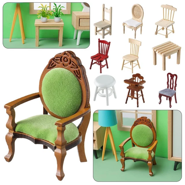 Chaise Miniature Maison De Poupée 1/6 - Modèle Chaise Longue En Corde Brun - Accessoire Déco DIY Pour Poupées 19 Cm
