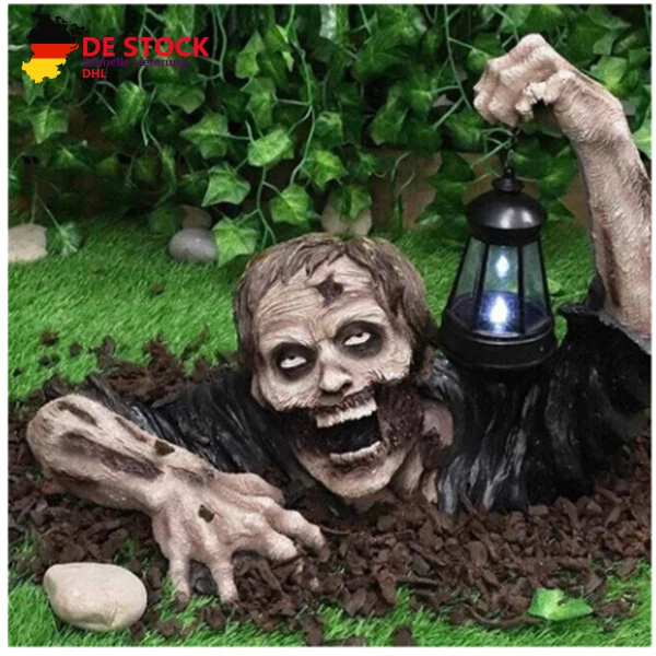 Zombie Garden Sculpture Lantern Light Outdoor Yard Spooky Statue Decor Ornament