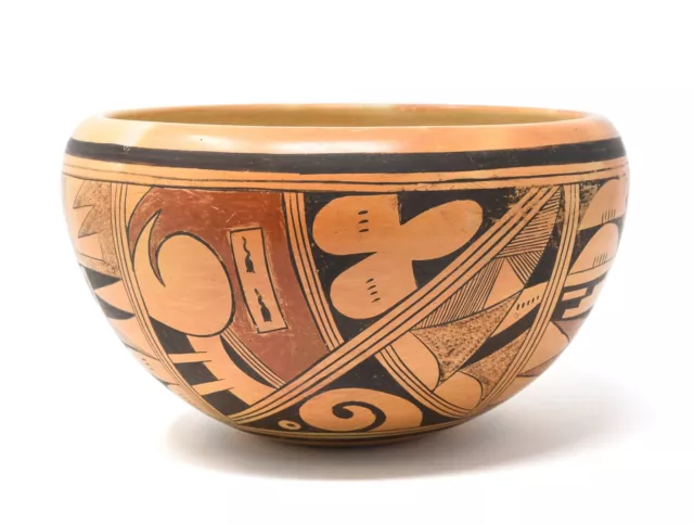 Vintage Hopi-Tewa Polychrome Pottery Bowl