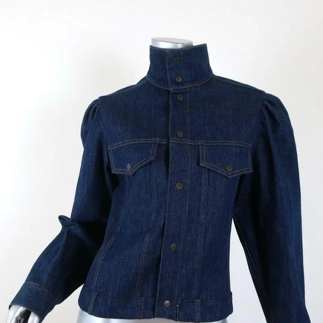 CALVIN KLEIN 205W39NYC Puff Sleeve Denim Shirt Jacket Dark Indigo