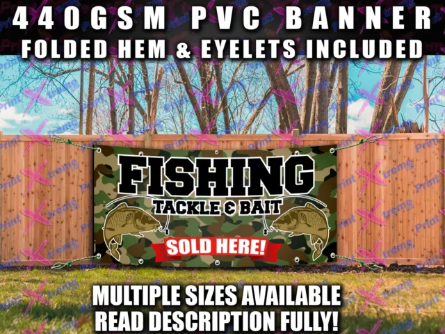 FISHING TACKLE & BAIT SOLD BANNER SIGN Indoor Outdoor Carp SHOP course angling