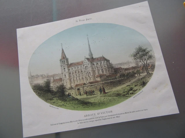 Litografía 1850 Abadía De San Victor Le Vieux Paris