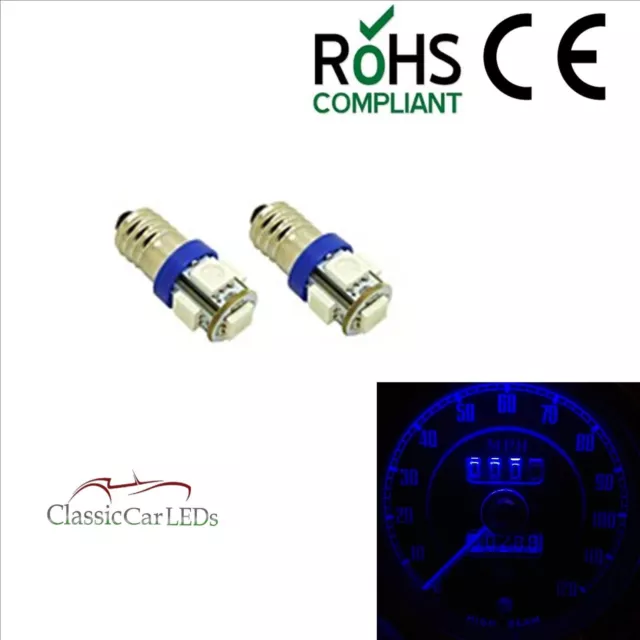 5x POSITIVE EARTH BLUE CLASSIC CAR LED GAUGE BULBS E10 SMD MES 987 LLB987 GLB987