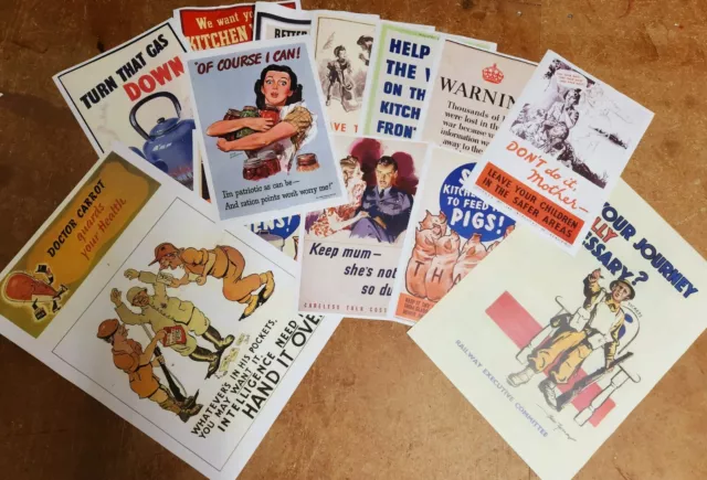 1940s-WW2-Wartime Propaganda A4 & A3 Poster Set. Fab for re enactment or schools
