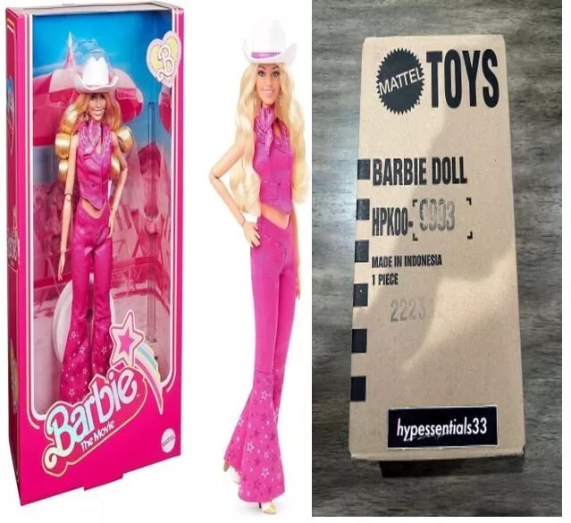 Barbie: The Movie Collectible Doll Margot Robbie as in Pink Western Outfit,  Pink,silver