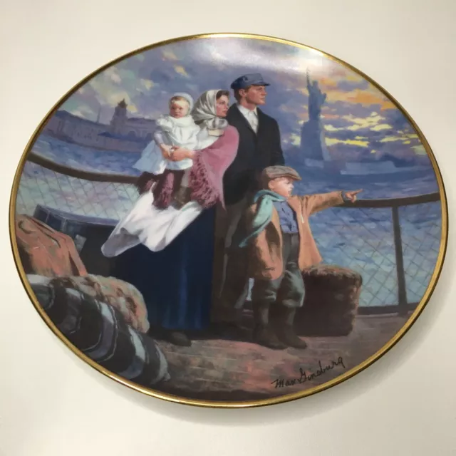 The Franklin Mint The Ellis Island Plate Gateway To America Max Ginsburg 1991-A5