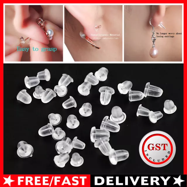 400/200 Rubber Earnuts Earring Nuts Findings Earring Backs Clear Plastic Stop