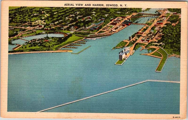 Postcard AERIAL VIEW SCENE Oswego New York NY AO9923