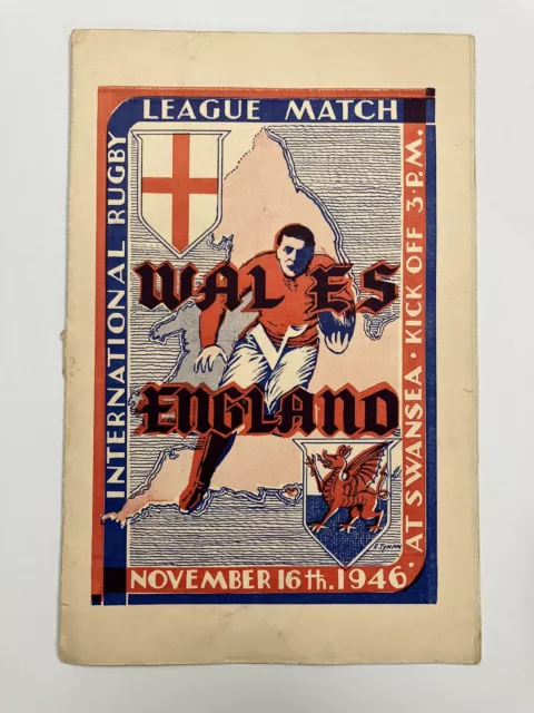 International Rugby League Match Programme, Wales v England 1946, Signed