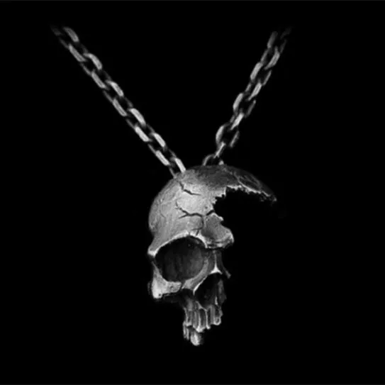 Gothic 925 Silver Skull Punk Necklace Women Men Party Band Jewelry Gift